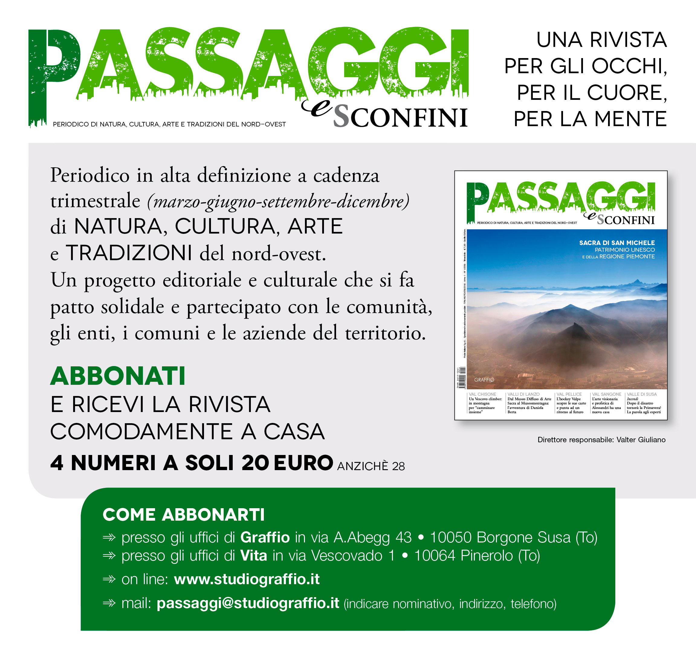 Abbonati alla rivista Rivista passaggi e sconfini
